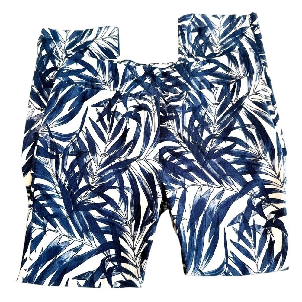 Erica Taylor Tropical Pull‎ On Ankle Pants Large Stretch Coastal Festival Cruise
